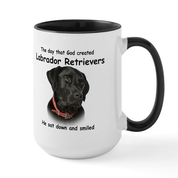 CafePress - Black Lab Ceramic Mug - 15 oz Ceramic Large White Novelty Mug