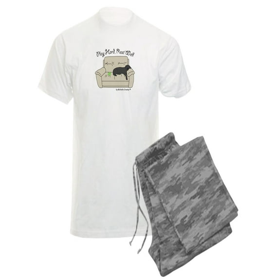 CafePress - Black Lab Play Hard - Men's Light Pajamas