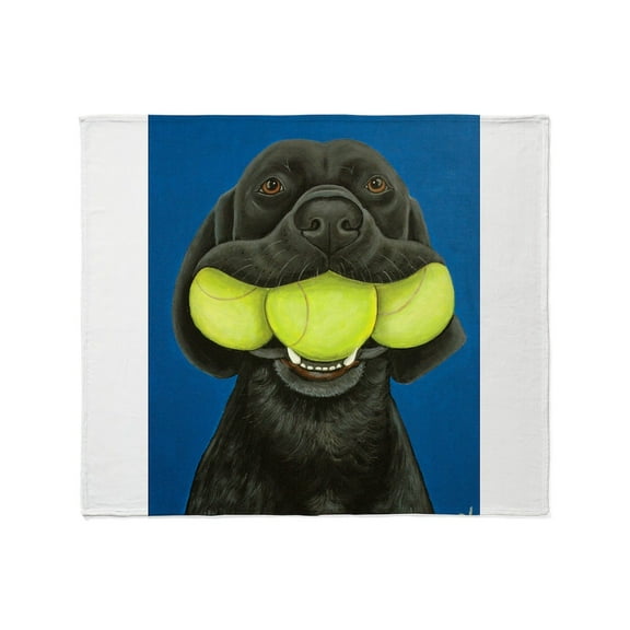 CafePress - Black Lab With 3 Tennis Balls Throw Blanket - Soft Fleece Throw Blanket, 50"x60" for All Ages