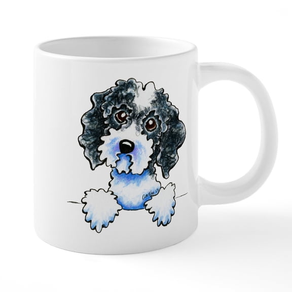 CafePress - Black Parti Cockapoo Lined - 20 Oz White Ceramic Mega Mug