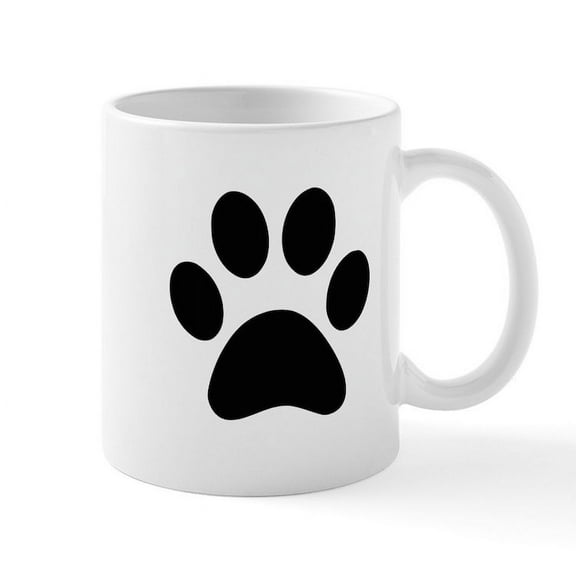 CafePress - Black Paw Print Mugs - 11 oz Ceramic Mug - Novelty Coffee Tea Cup