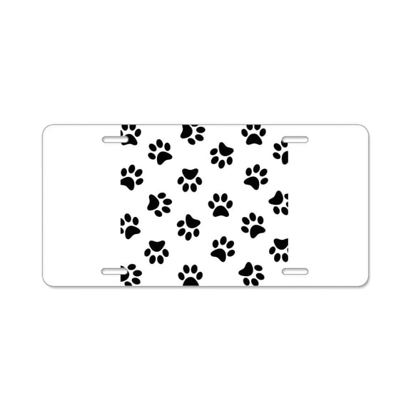 CafePress - Black Pawprint Pattern - Aluminum License Plate, Front License Plate, Vanity Tag