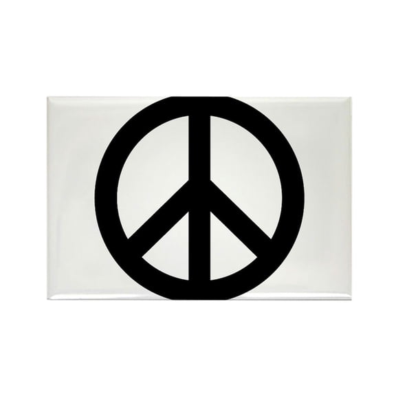 CafePress - Black Peace Sign - Rectangle Magnet, 2"x3" Refrigerator Magnet