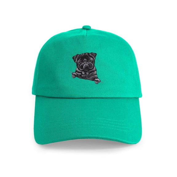 CafePress - Black Pug Line Art Cap - Adjustable 100% Brushed Unisex Casual Cotton Baseball Cap, Beige, 1