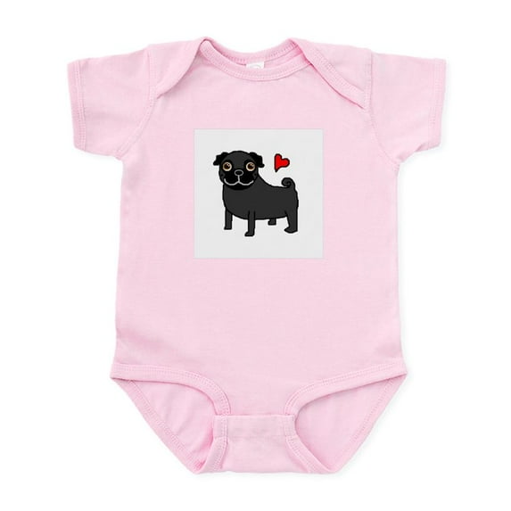 CafePress - Black Pug Love Infant Bodysuit - Baby Light Bodysuit, Size Newborn - 24 Months