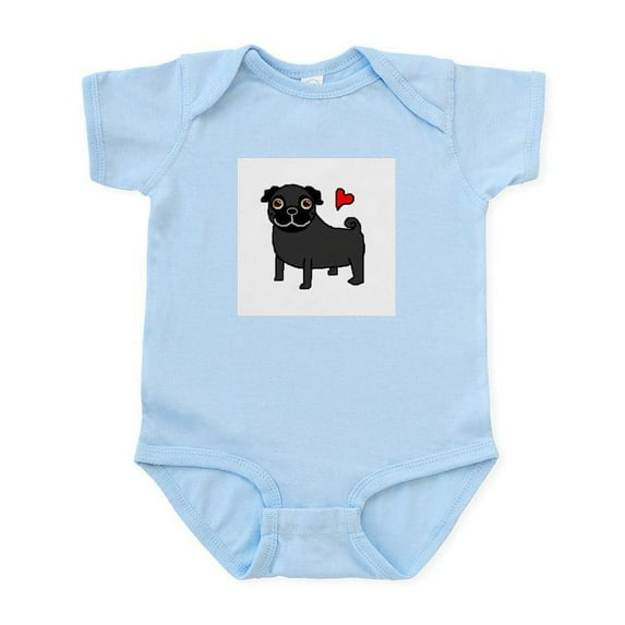CafePress - Black Pug Love Infant Bodysuit - Baby Light Bodysuit, Size Newborn - 24 Months