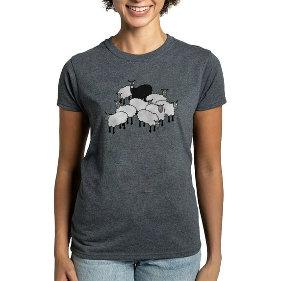 CafePress - Black Sheep Cartoon Women's Dark T Shirt - Women's Traditional Fit Dark T-Shirt