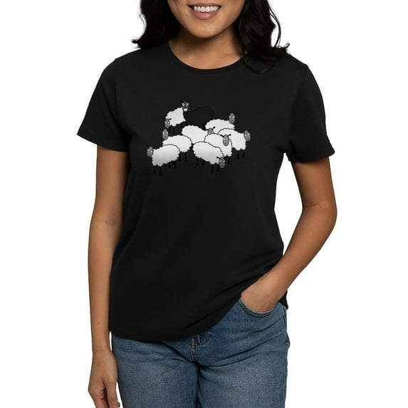 CafePress - Black Sheep Cartoon Women's Dark T Shirt - Women's Traditional Fit Dark T-Shirt