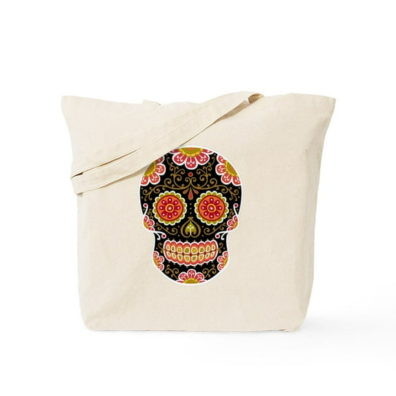 CafePress - Black Sugar Skull Tote Bag - Unisex Canvas Tote Bag, Beige, 1-Piece