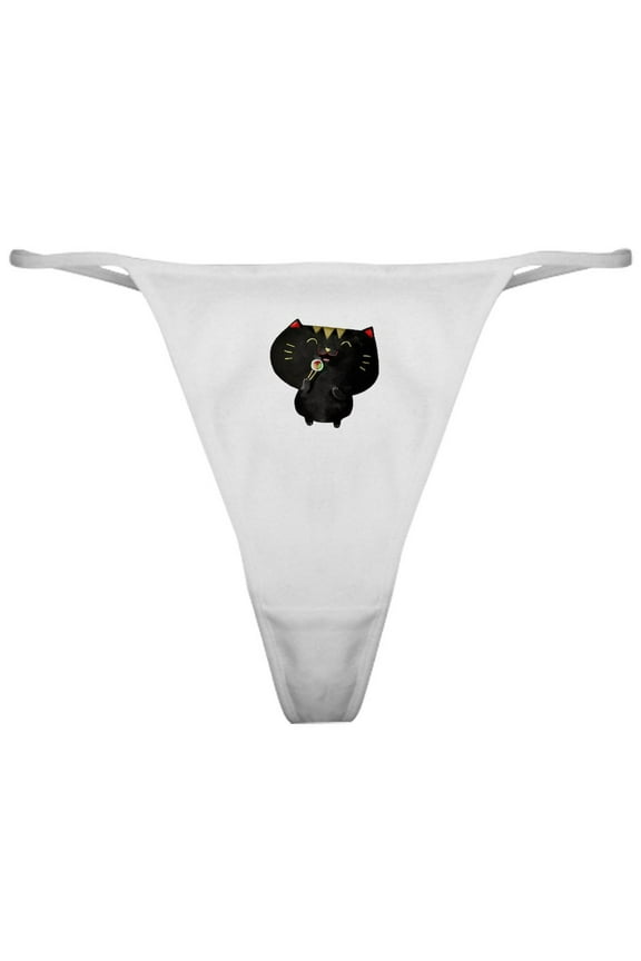 - Black Sushi Cat Classic Thong - Women's Sexy Novelty Thong Panties Underwear