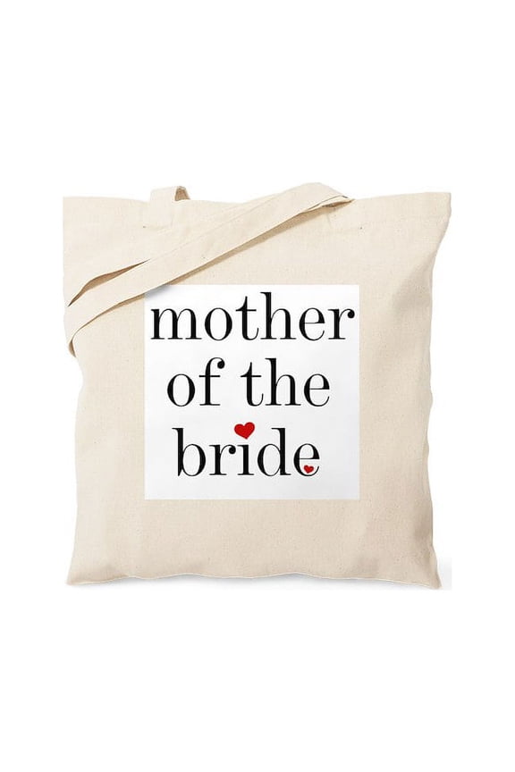 - Black Text Mother Of The Bride Tote Bag - Unisex Canvas Tote Bag, Beige, 1-Piece