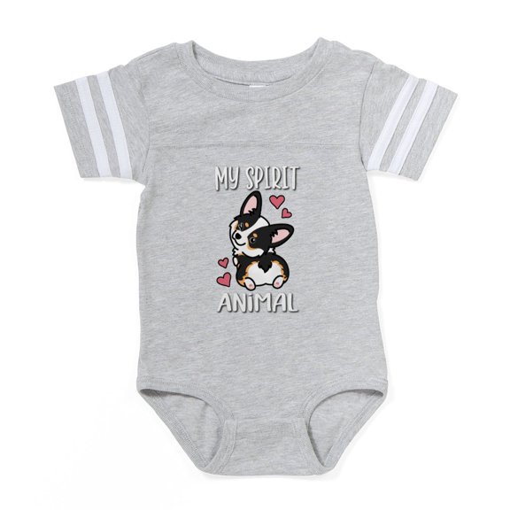 CafePress - Black Tricolor Corgi - Cute Infant Baby Football Bodysuit