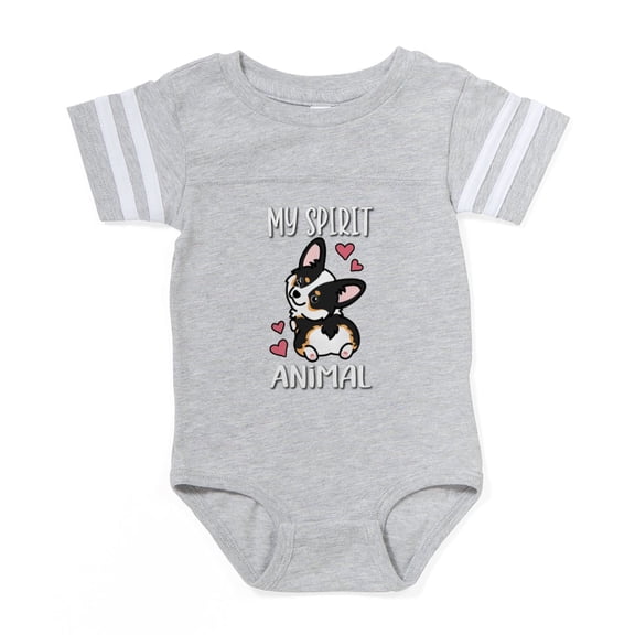 CafePress - Black Tricolor Corgi - Cute Infant Baby Football Bodysuit
