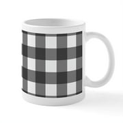 CafePress - Black White Buffalo Plaid Mugs - 11 oz Ceramic Mug - Novelty Coffee Tea Cup