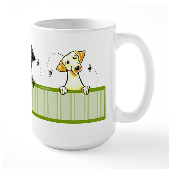 CafePress - Black Yellow Chocolate Lab Lover Large Mug - 15 oz Ceramic Large White Novelty Mug