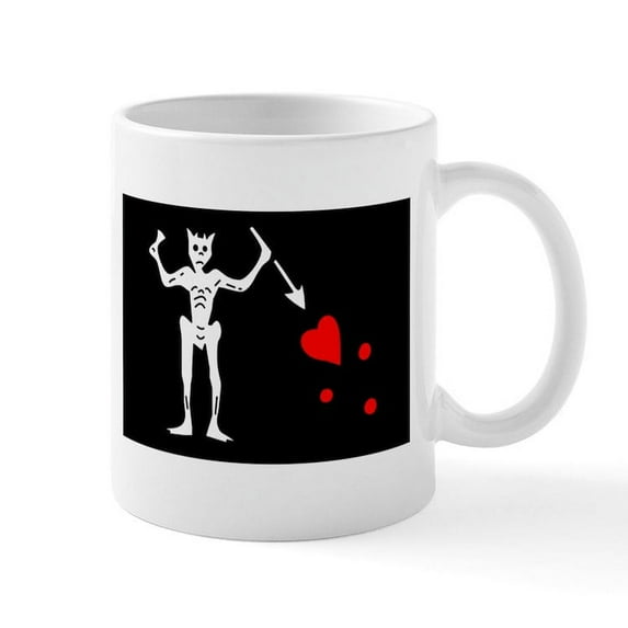 CafePress - Blackbeard Flag Mug - 11 oz Ceramic Mug - Novelty Coffee Tea Cup
