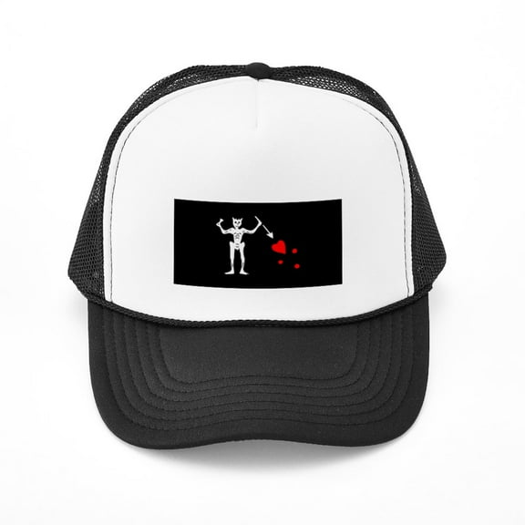 CafePress - Blackbeard Flag - Adjustable Unisex Printed Trucker Hat with Mesh Back