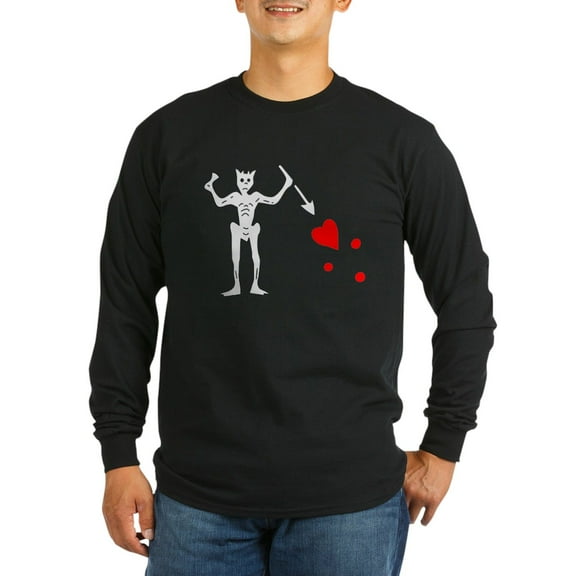 CafePress - Blackbeard Jolly Roger Long Sleeve Dark T Shirt - Long Sleeve Dark T-Shirt