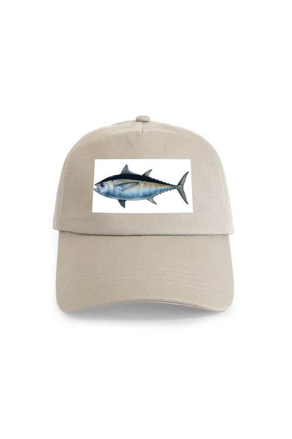 - Blackfin Tuna Cap - Adjustable 100% Brushed Unisex Casual Cotton Baseball Cap, Beige, 1