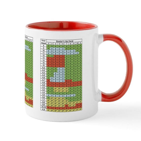 CafePress - Blackjack Strategy Mugs - 11 oz Ceramic Mug - Novelty Coffee Tea Cup