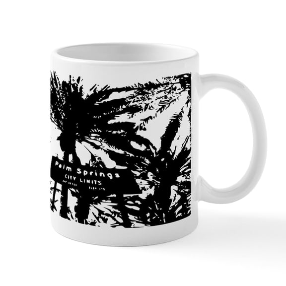 CafePress - Blacknwhite Palm Springs Sign Mug - 11 oz Ceramic Mug - Novelty Coffee Tea Cup