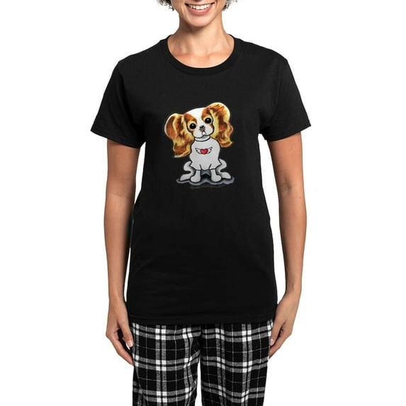 CafePress - Blenheim CKCS Rocker Women's Dark Pajamas - Women's Short Sleeve Print T-Shirt and Pants Dark Cotton Pajama Set