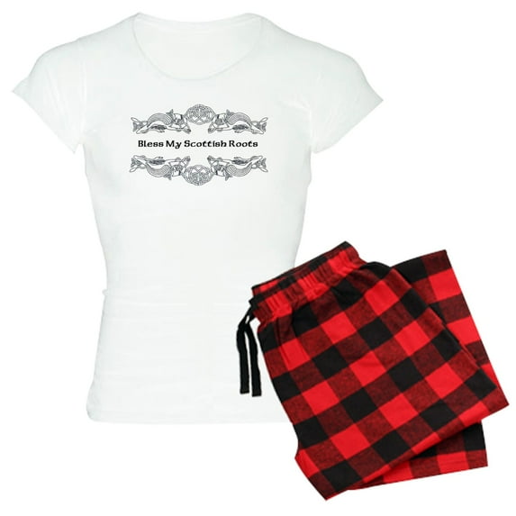 CafePress - Bless My Scottish Roots Women's Light Pajamas - Women's Short Sleeve Print T-Shirt and Pants Light Cotton Pajama Set