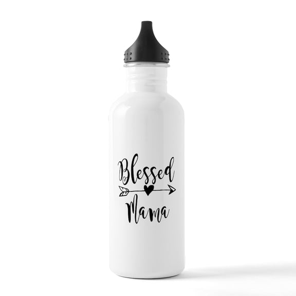 CafePress - Blessed Mama Black Water Bottle - Stainless Steel Water Bottle, Sports Bottle, 1.0L