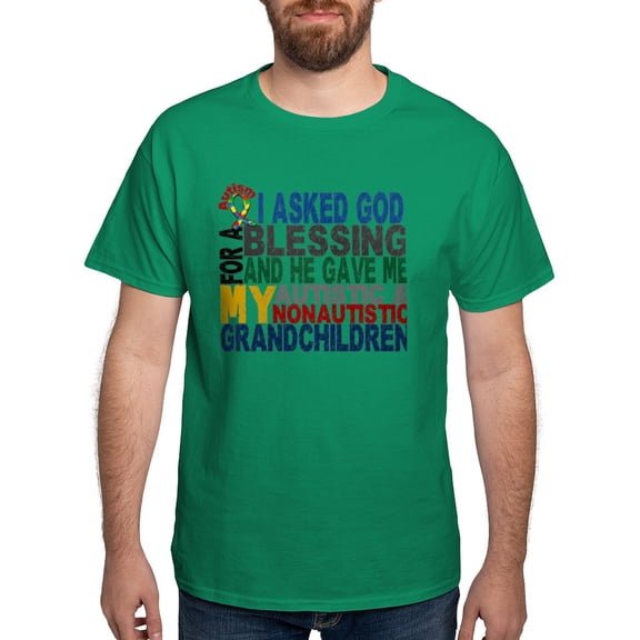 CafePress - Blessing 5 Autistic & Nonautistic Grandchildren Da - Men's Classic Graphic Cotton T-Shirt