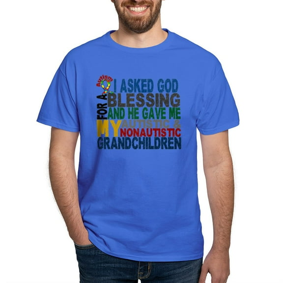 CafePress - Blessing 5 Autistic & Nonautistic Grandchildren Da - Men's Classic Graphic Cotton T-Shirt