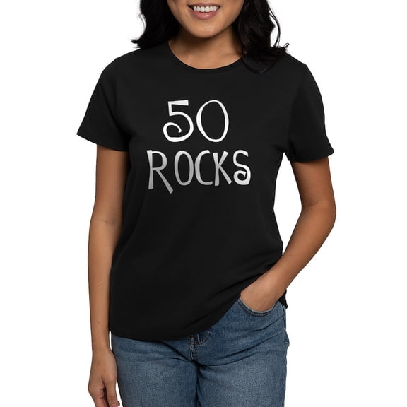 CafePress - Blk 50_Rocks_Blk T Shirt - Women's Traditional Fit Dark T-Shirt