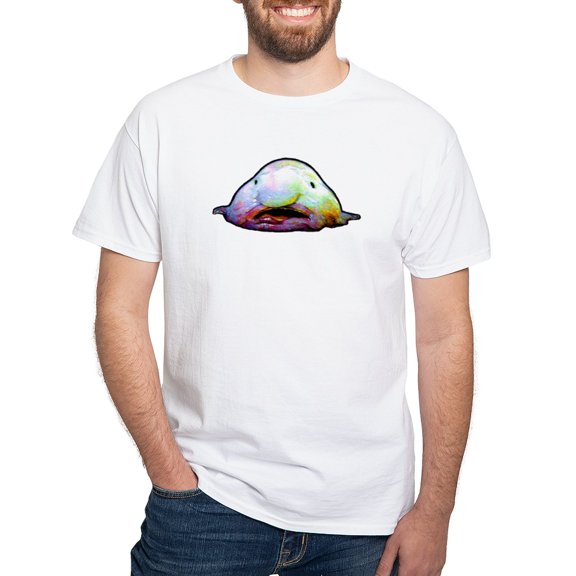 CafePress - Blobfish, Psychrolutes Marcidus T Shirt - Men's White Classic Cotton T-Shirts