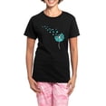 thumbnail image 1 of CafePress - Blowing Dandelion Aqua Women's Dark Pajamas - Women's Short Sleeve Print T-Shirt and Pants Dark Cotton Pajama Set, 1 of 7