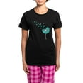 thumbnail image 1 of CafePress - Blowing Dandelion Aqua Women's Dark Pajamas - Women's Short Sleeve Print T-Shirt and Pants Dark Cotton Pajama Set, 1 of 7