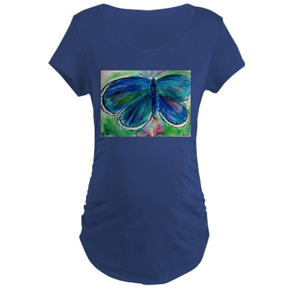CafePress - Blue, Butterfly, Bright, Maternity Dark T Shirt - Maternity Dark T-Shirt