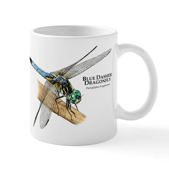 CafePress - Blue Dasher Dragonfly Mug - 11 oz Ceramic Mug - Novelty Coffee Tea Cup