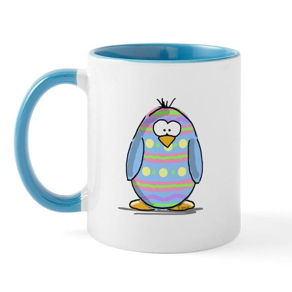 CafePress - Blue Easter Egg Penguin Mug - 11 oz Ceramic Mug - Novelty Coffee Tea Cup