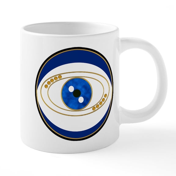 CafePress - Blue Evil Eye With Gold Acc - 20 Oz White Ceramic Mega Mug