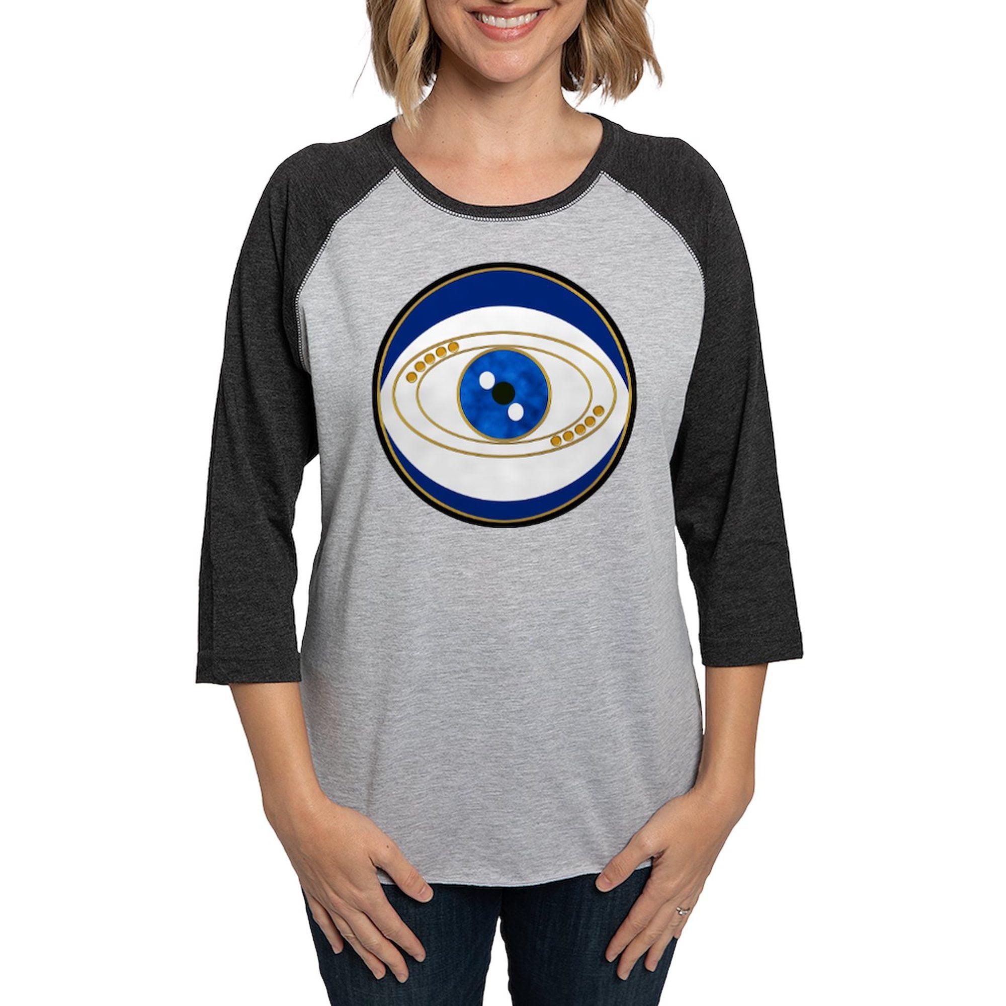 CafePress Blue Evil Eye With Gold Accent Long Sleeve T Shirt Womens