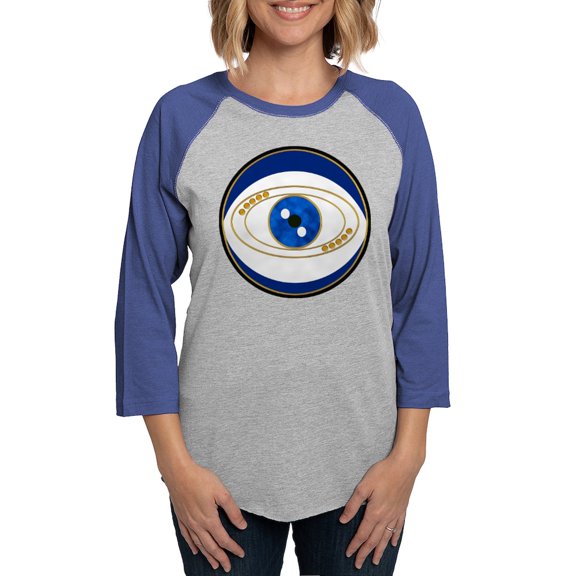 CafePress - Blue Evil Eye With Gold Accent Long Sleeve T Shirt - Womens Baseball Tee