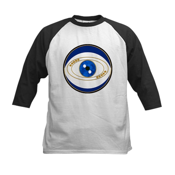 CafePress - Blue Evil Eye With Gold Accents Baseball Jersey - Kids Cotton Baseball Jersey, 3/4 Sleeve Shirt