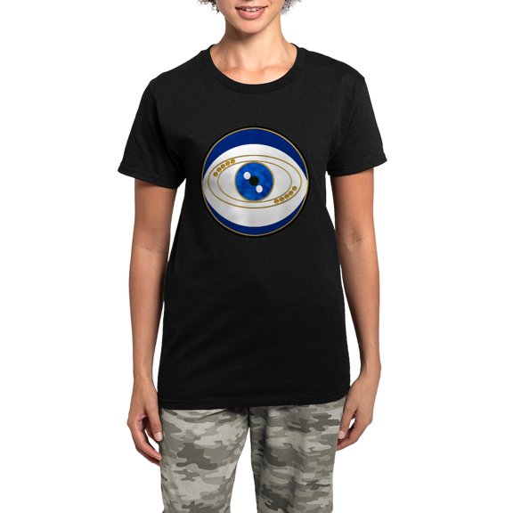 CafePress - Blue Evil Eye With Gold Accents Pajamas - Women's Short Sleeve Print T-Shirt and Pants Dark Cotton Pajama Set