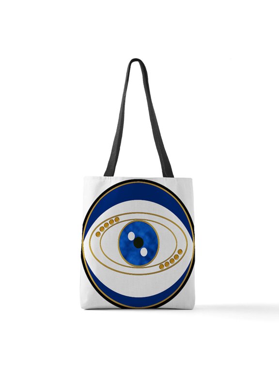 - Blue Evil Eye With Gold Accents - Polyester Tote Bag 16"x16"