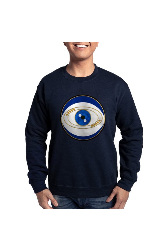 - Blue Evil Eye With Gold Accents Sweatshirt - Classic Crew Neck Sweatshirt