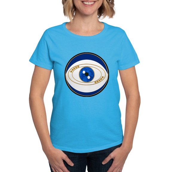 CafePress - Blue Evil Eye With Gold Accents T Shirt - Women's Traditional Fit Dark T-Shirt