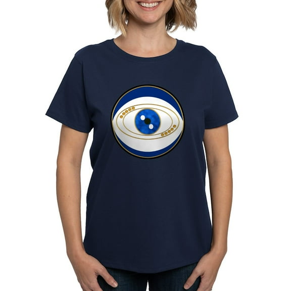 CafePress - Blue Evil Eye With Gold Accents T Shirt - Women's Traditional Fit Dark T-Shirt