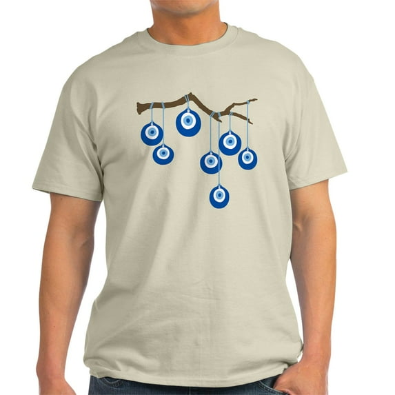 CafePress - Blue Eye Amulets On Branch Light T Shirt - Men's Classic Graphic T-Shirt