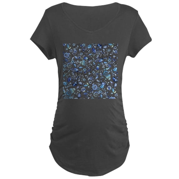 CafePress - Blue Floral Maternity Dark T Shirt - Maternity Dark T-Shirt