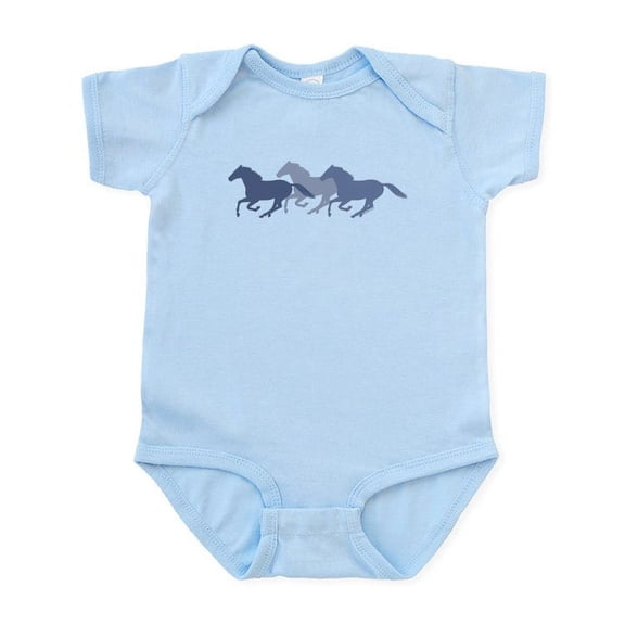 CafePress - Blue Galloping Horses Infant Bodysuit - Baby Light Bodysuit, Size Newborn - 24 Months