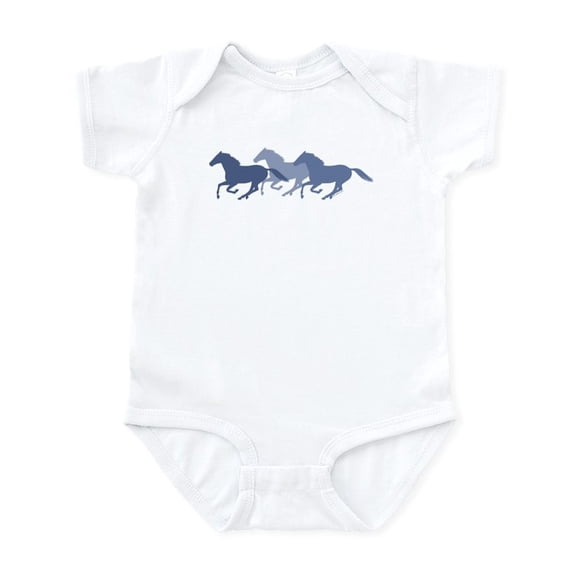 CafePress - Blue Galloping Horses Infant Bodysuit - Baby Light Bodysuit, Size Newborn - 24 Months